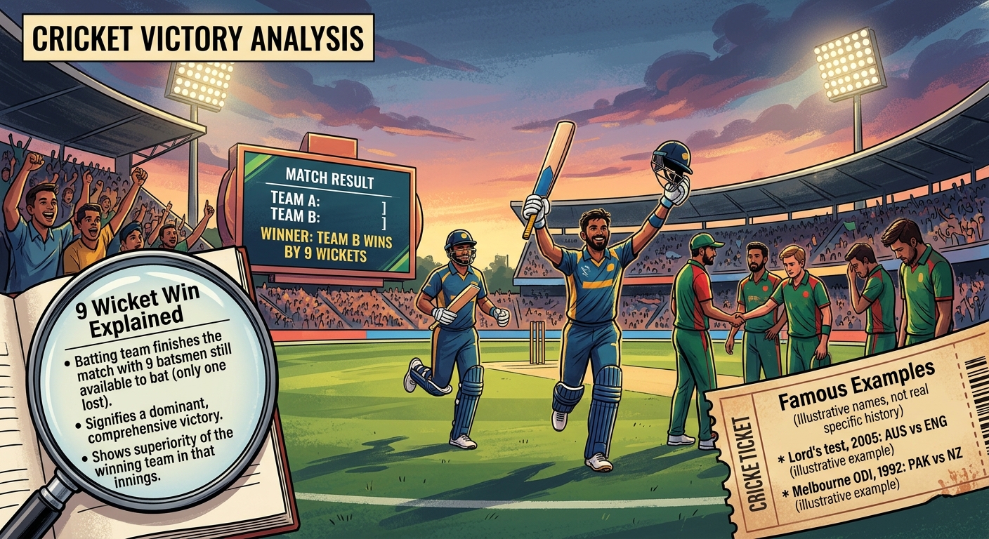 9 Wicket Win in Cricket: Meaning, Rules, and Famous Examples